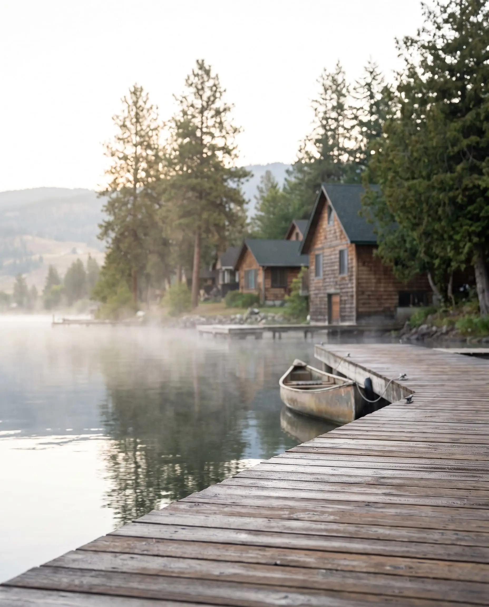 A misty morning on the lake in Lake Country